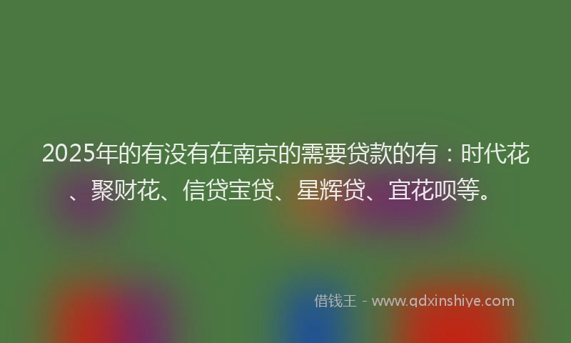 2025年的有没有在南京的需要贷款的有：时代花、聚财花、信贷宝贷、星辉贷、宜花呗等。
