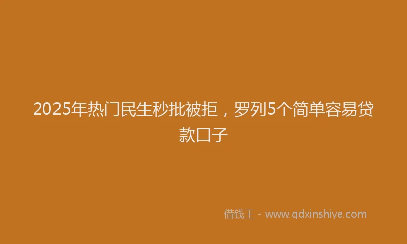2025年热门民生秒批被拒，罗列5个简单容易贷款口子