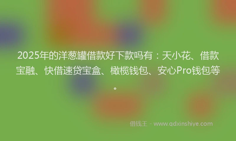 2025年的洋葱罐借款好下款吗有：天小花、借款宝融、快借速贷宝盒、橄榄钱包、安心Pro钱包等。