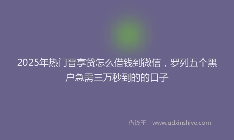 2025年热门晋享贷怎么借钱到微信，罗列五个黑户急需三万秒到的的口子