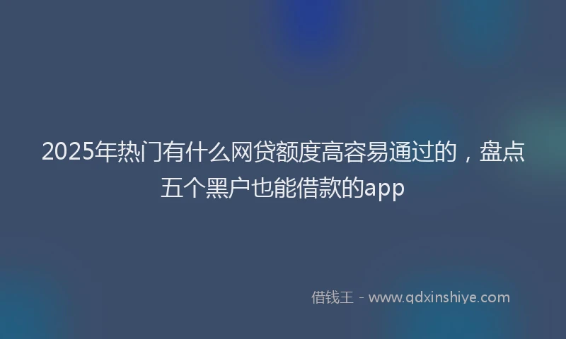 2025年热门有什么网贷额度高容易通过的，盘点五个黑户也能借款的app