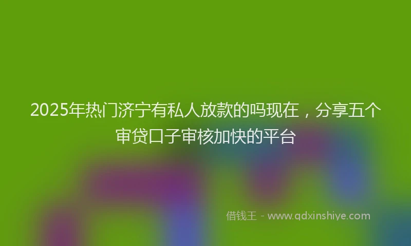 2025年热门济宁有私人放款的吗现在，分享五个审贷口子审核加快的平台