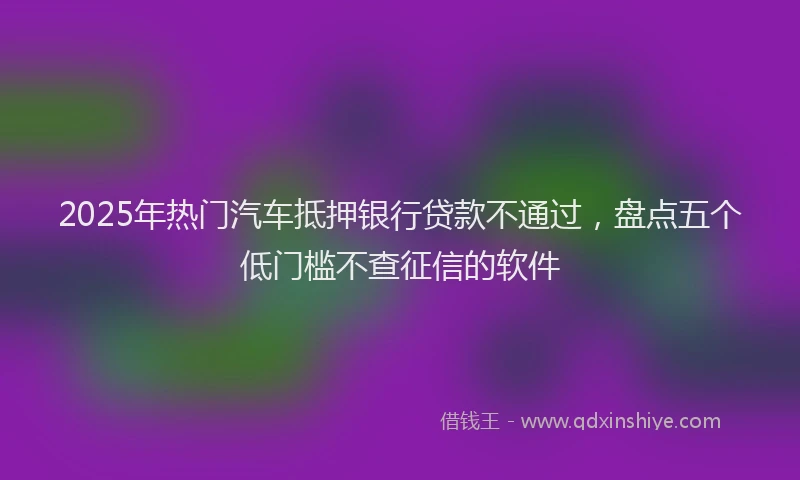 2025年热门汽车抵押银行贷款不通过，盘点五个低门槛不查征信的软件