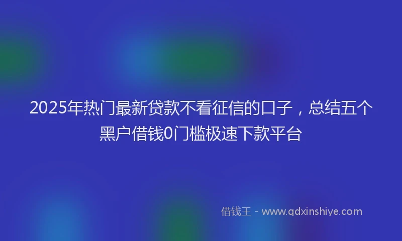 2025年热门最新贷款不看征信的口子，总结五个黑户借钱0门槛极速下款平台