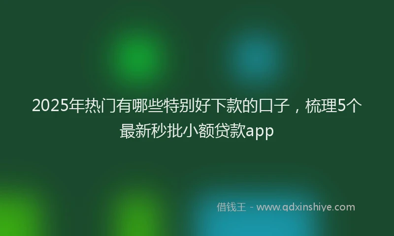 2025年热门有哪些特别好下款的口子，梳理5个最新秒批小额贷款app