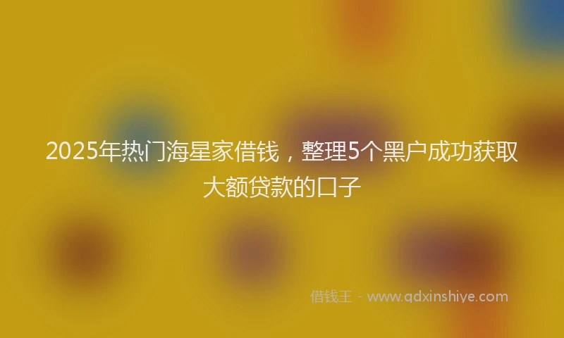 2025年热门海星家借钱，整理5个黑户成功获取大额贷款的口子