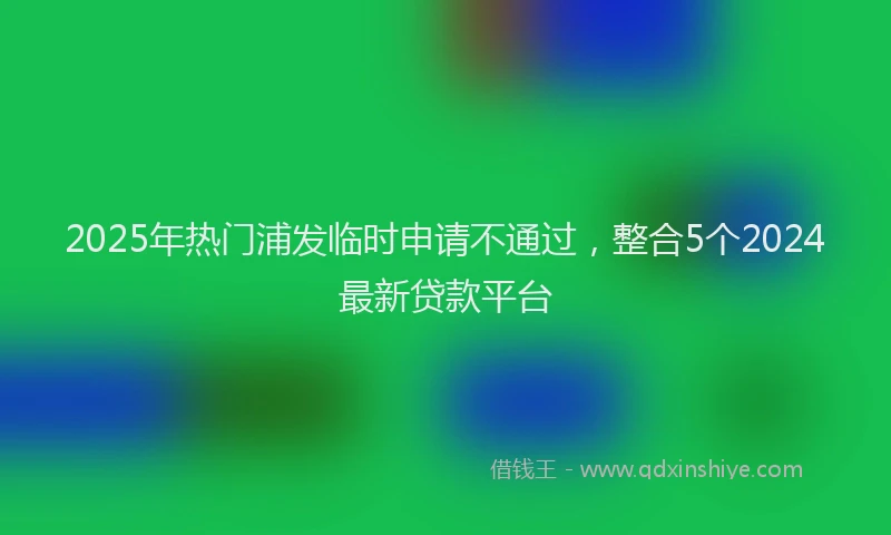 2025年热门浦发临时申请不通过，整合5个2024最新贷款平台