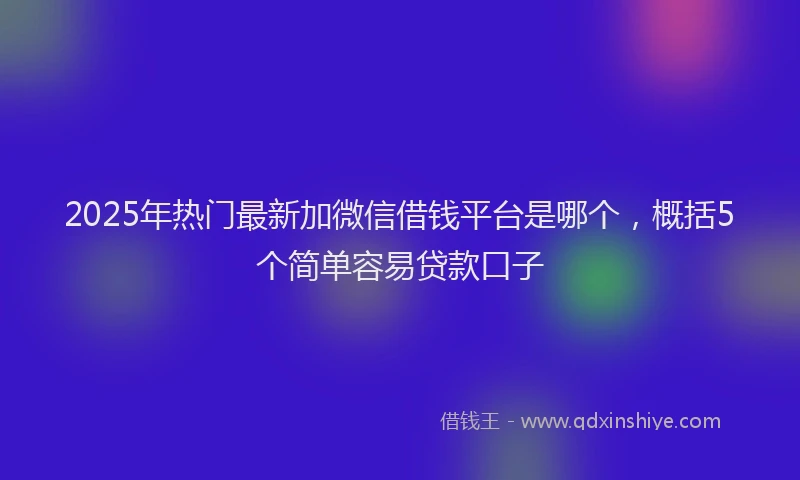 2025年热门最新加微信借钱平台是哪个，概括5个简单容易贷款口子