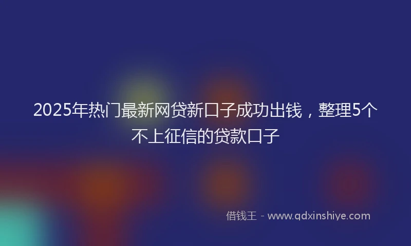 2025年热门最新网贷新口子成功出钱，整理5个不上征信的贷款口子