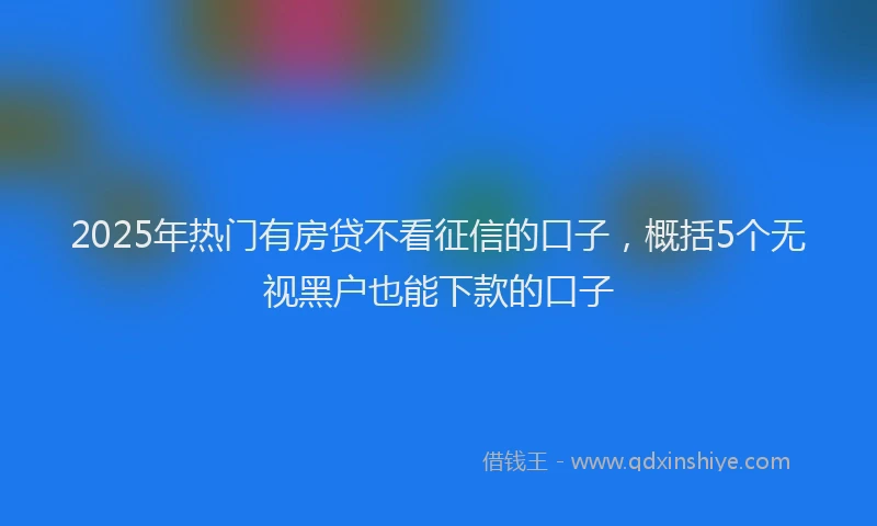 2025年热门有房贷不看征信的口子，概括5个无视黑户也能下款的口子