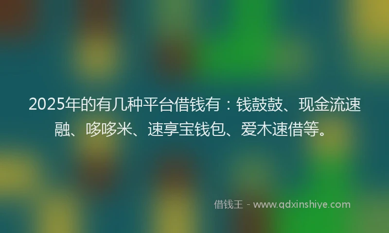 2025年的有几种平台借钱有：钱鼓鼓、现金流速融、哆哆米、速享宝钱包、爱木速借等。