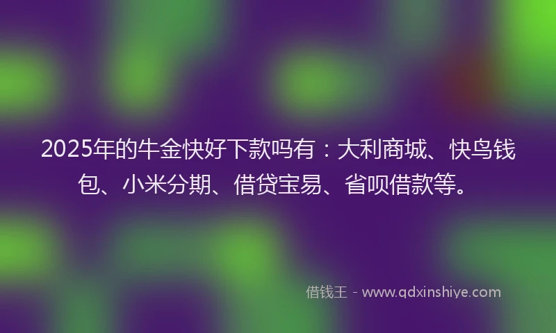 2025年的牛金快好下款吗有：大利商城、快鸟钱包、小米分期、借贷宝易、省呗借款等。