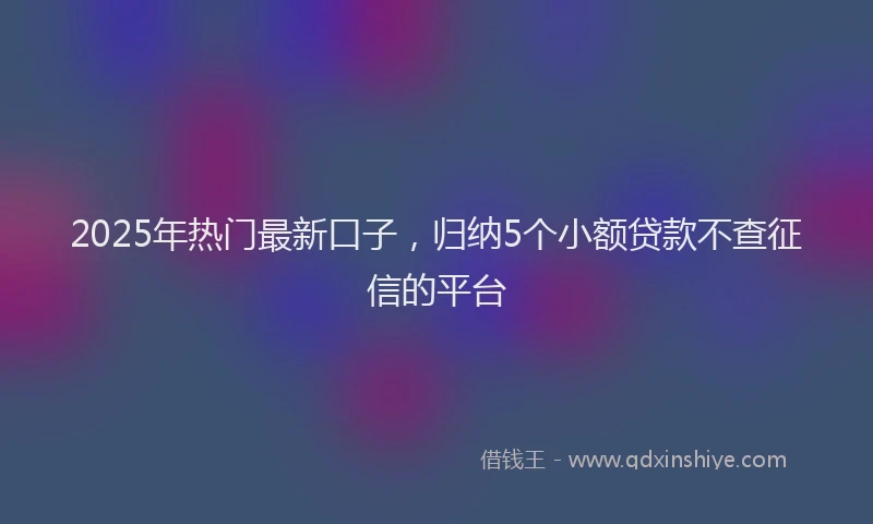 2025年热门最新口子，归纳5个小额贷款不查征信的平台