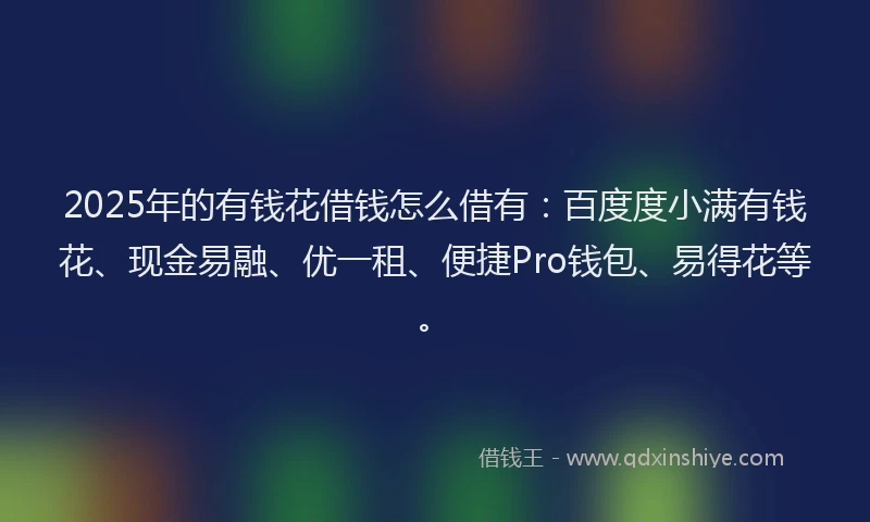 2025年的有钱花借钱怎么借有：百度度小满有钱花、现金易融、优一租、便捷Pro钱包、易得花等。