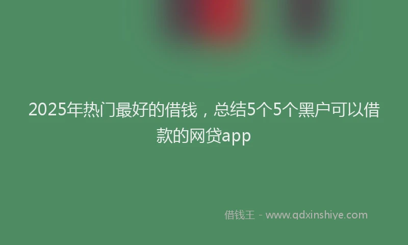 2025年热门最好的借钱，总结5个5个黑户可以借款的网贷app