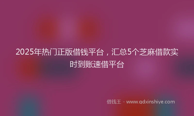 2025年热门正版借钱平台，汇总5个芝麻借款实时到账速借平台