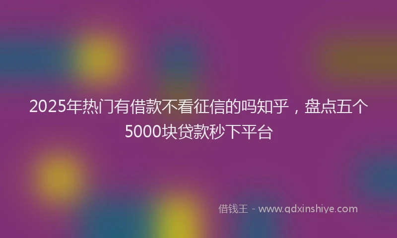 2025年热门有借款不看征信的吗知乎，盘点五个5000块贷款秒下平台