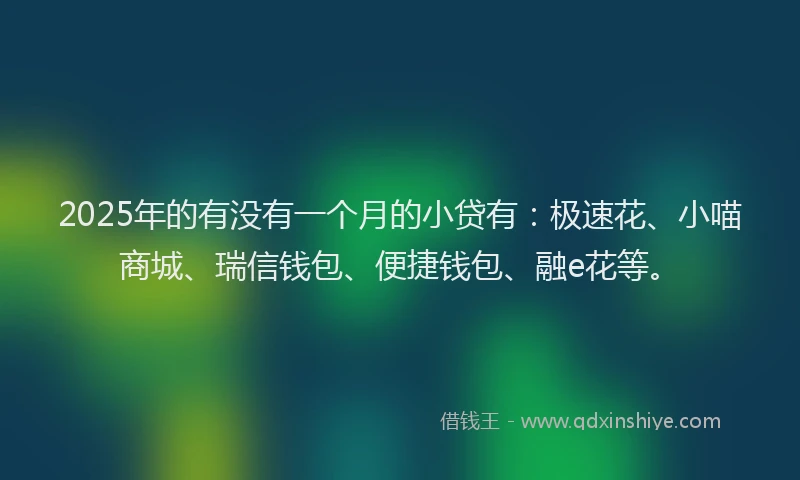 2025年的有没有一个月的小贷有：极速花、小喵商城、瑞信钱包、便捷钱包、融e花等。