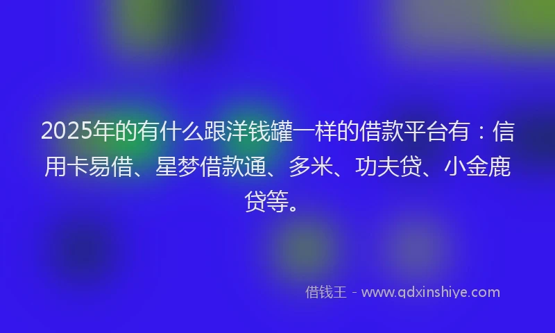 2025年的有什么跟洋钱罐一样的借款平台有：信用卡易借、星梦借款通、多米、功夫贷、小金鹿贷等。