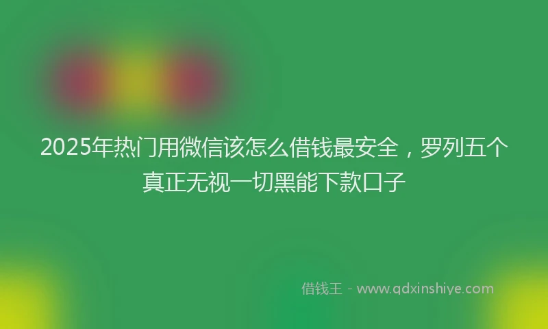 2025年热门用微信该怎么借钱最安全，罗列五个真正无视一切黑能下款口子