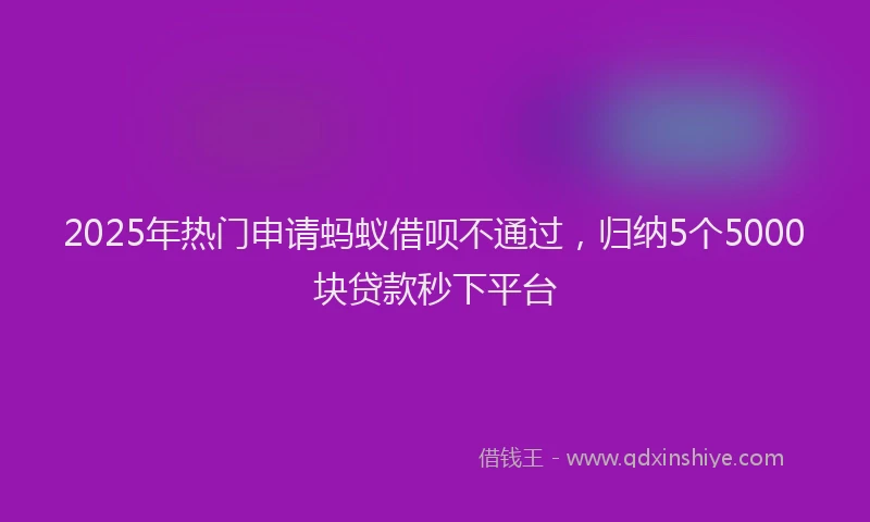 2025年热门申请蚂蚁借呗不通过，归纳5个5000块贷款秒下平台
