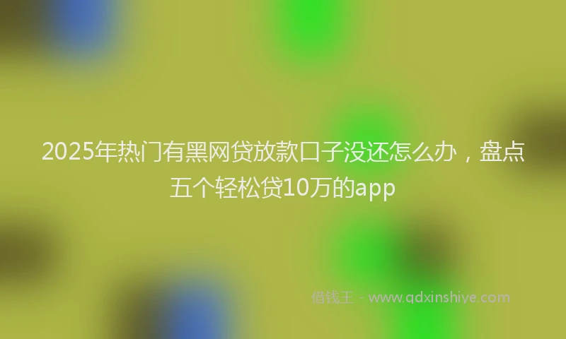 2025年热门有黑网贷放款口子没还怎么办，盘点五个轻松贷10万的app