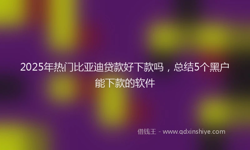 2025年热门比亚迪贷款好下款吗，总结5个黑户能下款的软件