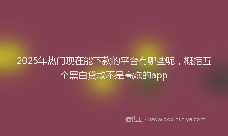 2025年热门现在能下款的平台有哪些呢，概括五个黑白贷款不是高炮的app