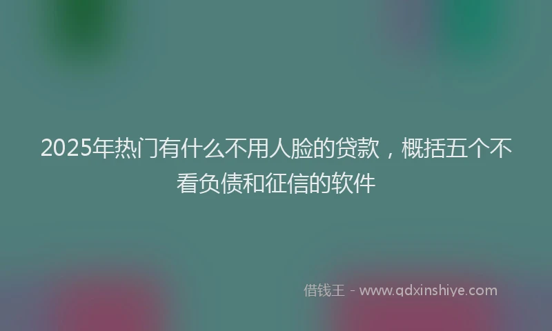 2025年热门有什么不用人脸的贷款，概括五个不看负债和征信的软件