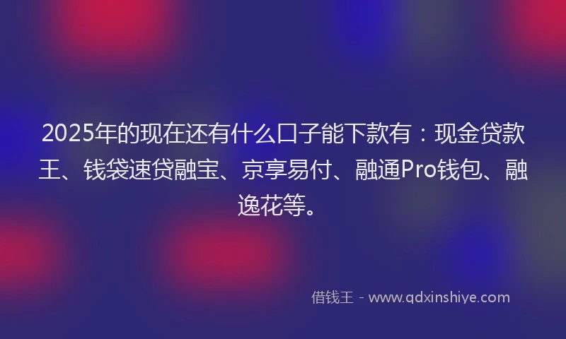2025年的现在还有什么口子能下款有：现金贷款王、钱袋速贷融宝、京享易付、融通Pro钱包、融逸花等。