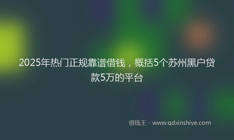 2025年热门正规靠谱借钱，概括5个苏州黑户贷款5万的平台