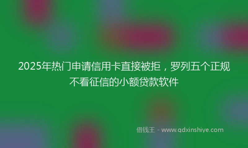 2025年热门申请信用卡直接被拒，罗列五个正规不看征信的小额贷款软件