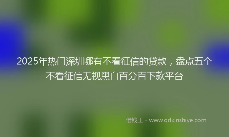 2025年热门深圳哪有不看征信的贷款，盘点五个不看征信无视黑白百分百下款平台