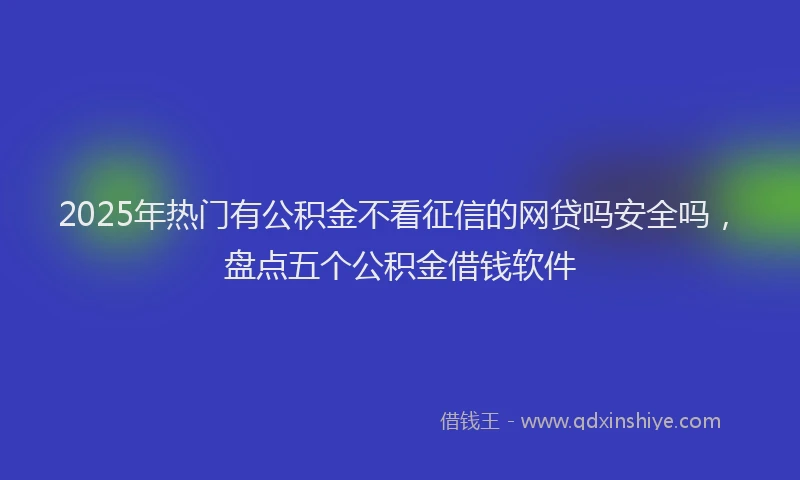 2025年热门有公积金不看征信的网贷吗安全吗，盘点五个公积金借钱软件
