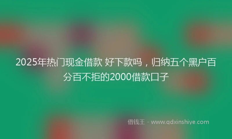 2025年热门现金借款 好下款吗，归纳五个黑户百分百不拒的2000借款口子