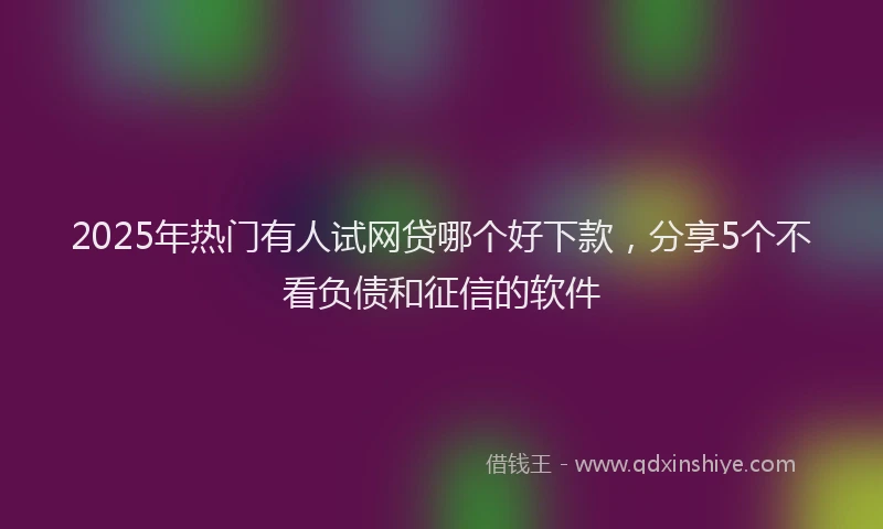 2025年热门有人试网贷哪个好下款，分享5个不看负债和征信的软件