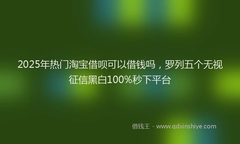 2025年热门淘宝借呗可以借钱吗，罗列五个无视征信黑白100%秒下平台