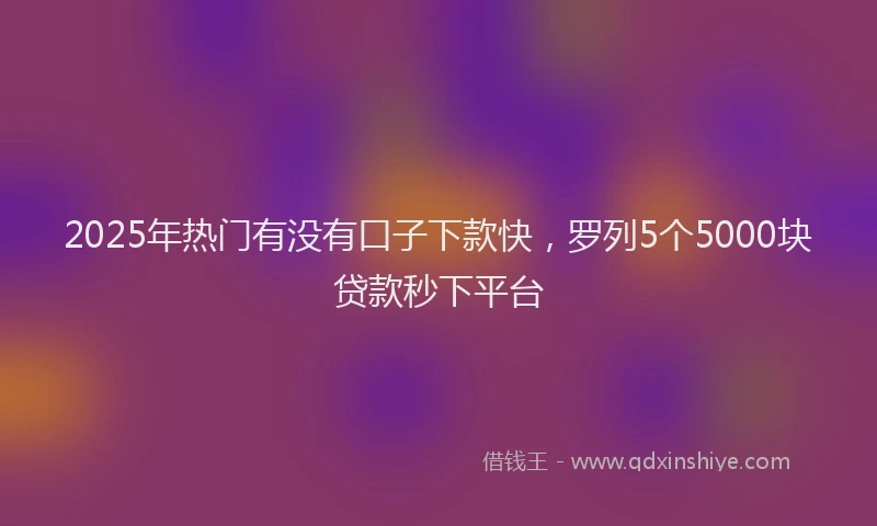 2025年热门有没有口子下款快，罗列5个5000块贷款秒下平台