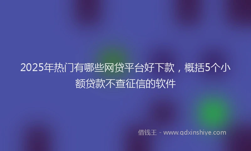 2025年热门有哪些网贷平台好下款，概括5个小额贷款不查征信的软件