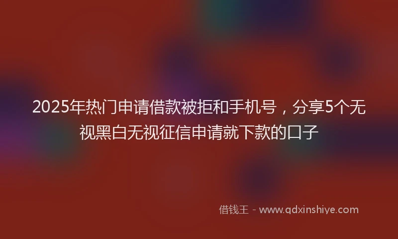 2025年热门申请借款被拒和手机号，分享5个无视黑白无视征信申请就下款的口子