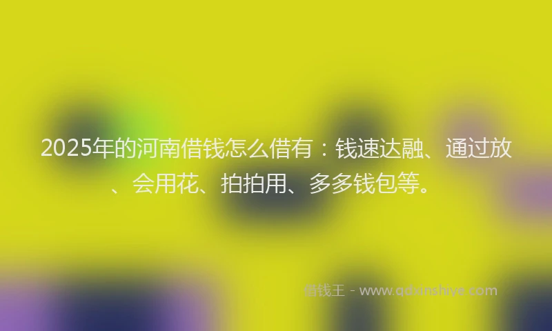 2025年的河南借钱怎么借有：钱速达融、通过放、会用花、拍拍用、多多钱包等。