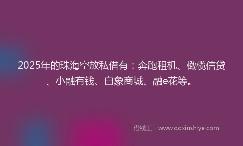 2025年的珠海空放私借有：奔跑租机、橄榄信贷、小融有钱、白象商城、融e花等。