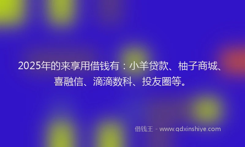2025年的来享用借钱有：小羊贷款、柚子商城、喜融信、滴滴数科、投友圈等。
