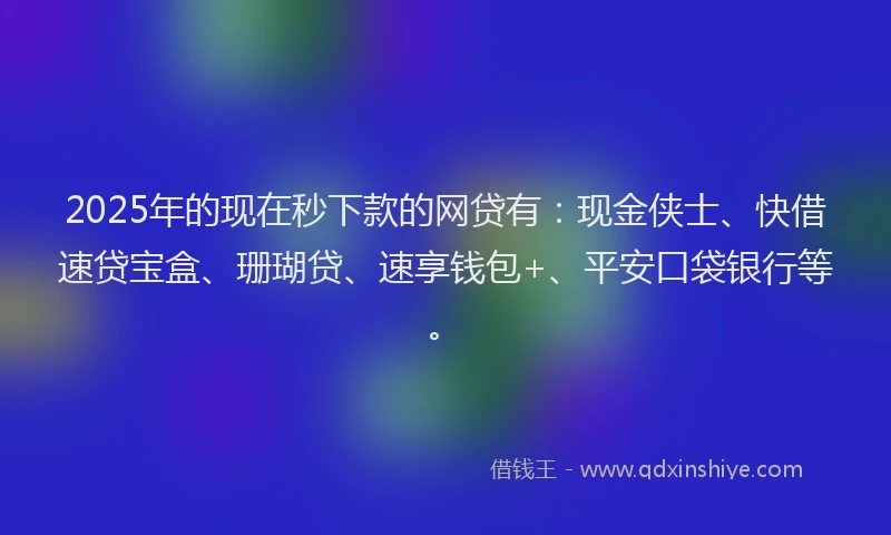2025年的现在秒下款的网贷有：现金侠士、快借速贷宝盒、珊瑚贷、速享钱包+、平安口袋银行等。
