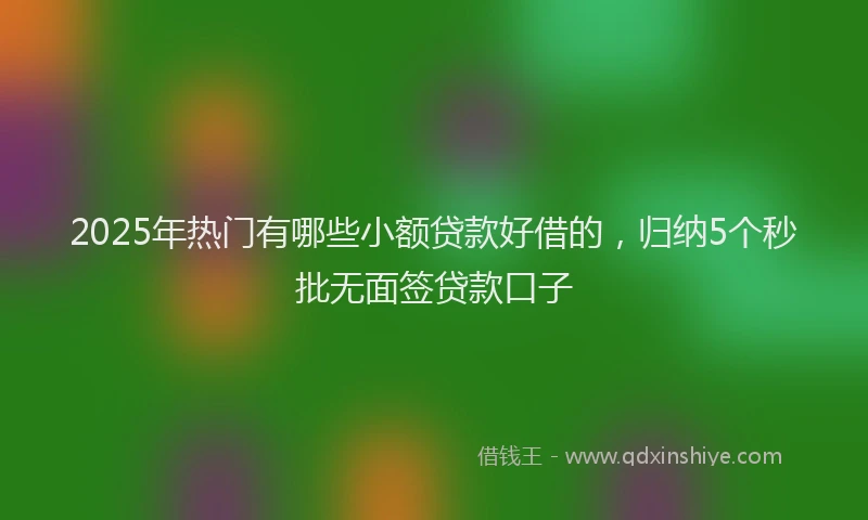 2025年热门有哪些小额贷款好借的，归纳5个秒批无面签贷款口子