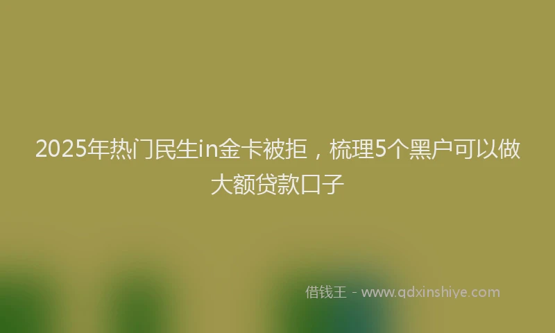 2025年热门民生in金卡被拒，梳理5个黑户可以做大额贷款口子