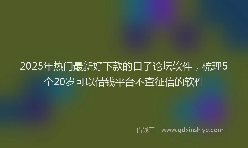 2025年热门最新好下款的口子论坛软件，梳理5个20岁可以借钱平台不查征信的软件