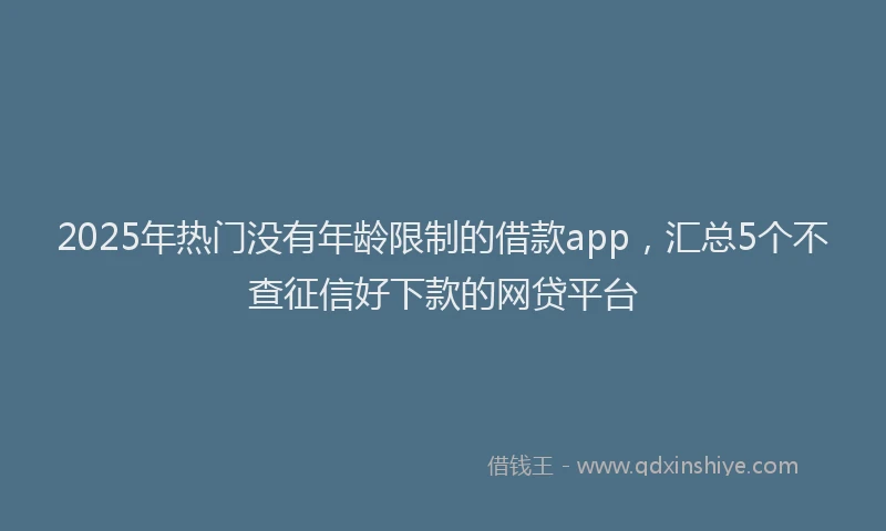2025年热门没有年龄限制的借款app，汇总5个不查征信好下款的网贷平台