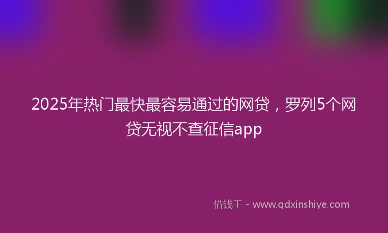 2025年热门最快最容易通过的网贷，罗列5个网贷无视不查征信app