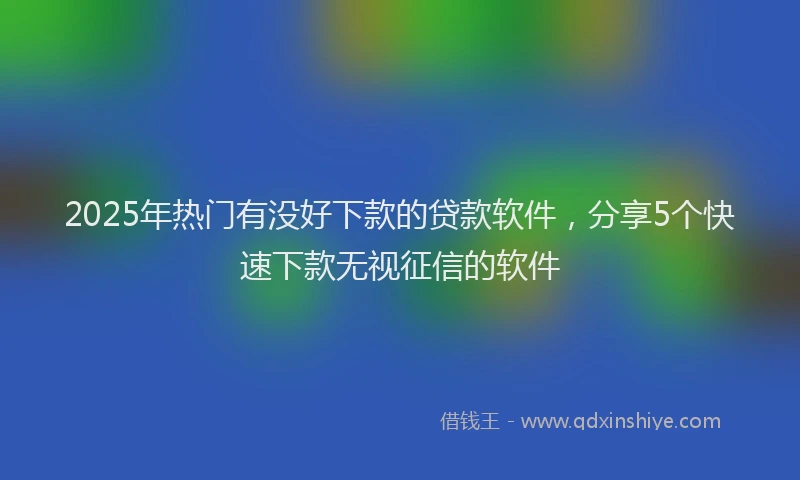 2025年热门有没好下款的贷款软件，分享5个快速下款无视征信的软件